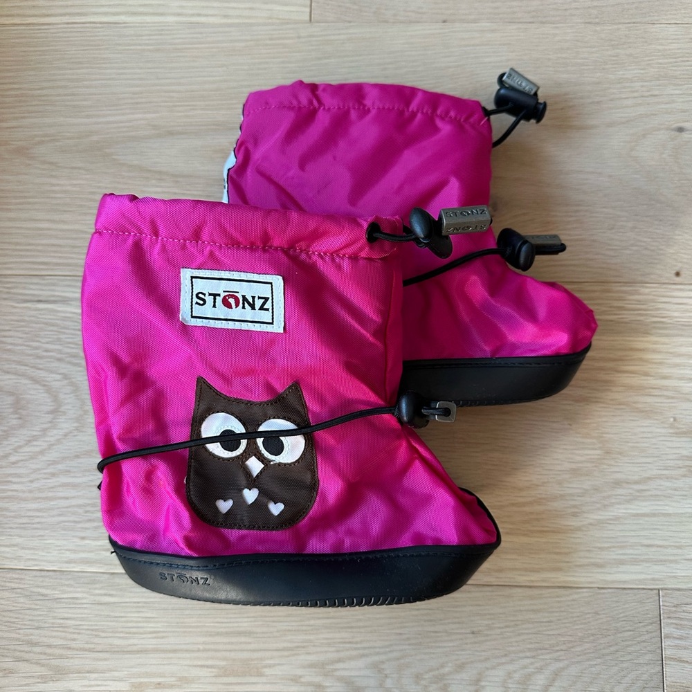 Stonz Pink Owl Booties for Toddlers